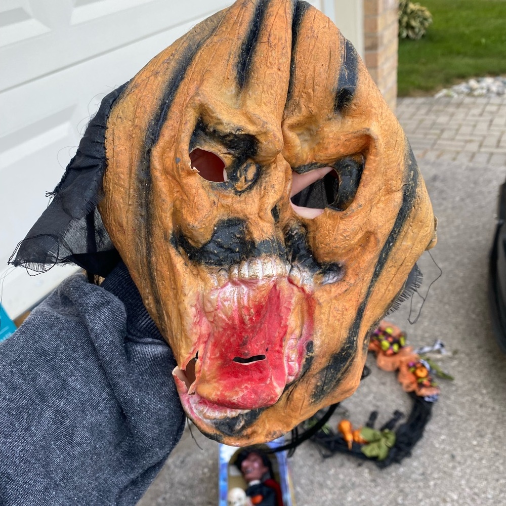 Scary Pumpkin Mask Kids Costume - Orange and Black